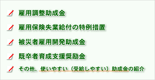 雇用調整助成金など